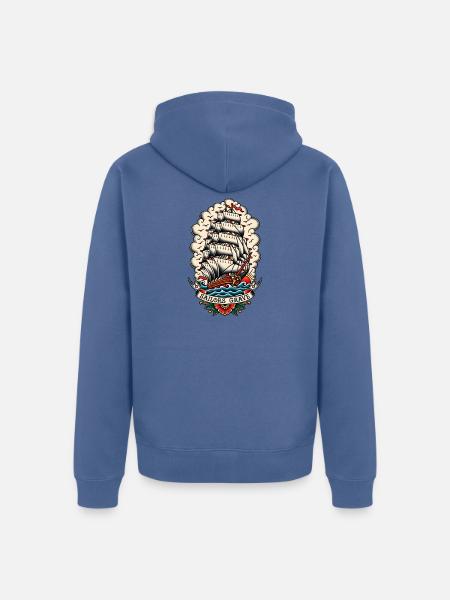 Schiff - Unisex Premium Bio Zip Hoodie - Taubenblau