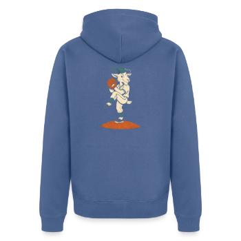 Baseball Pitcher Ziege auf dem Hügel Ballspieler - Unisex Premium Bio Zip Hoodie - Taubenblau - Hinten - Nico (187cm)
