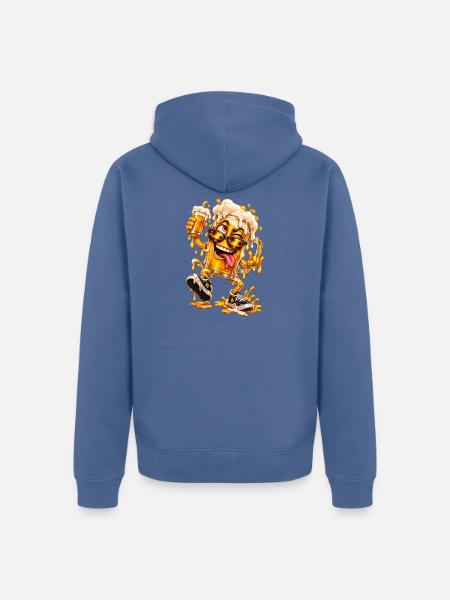 Lustiger Cartoon-Bierkrug mit Palmen - Unisex Premium Bio Zip Hoodie - Taubenblau