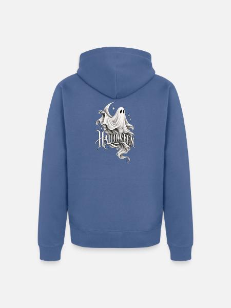Geisterhafte Halloween-Schriftkunst - Unisex Premium Bio Zip Hoodie - Taubenblau