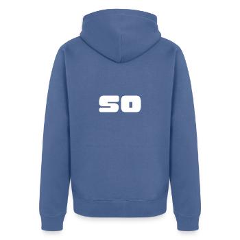 50. 50 YEARS. 50th ANNIVERSARY. BIRTHDAY 50 YEARS. - Unisex Premium Organic Zip Hoodie - stone blue - Back - Nico (187cm)