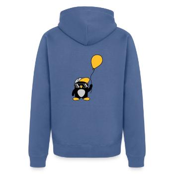 Balloon cool penguin cap - Unisex Premium Organic Zip Hoodie - stone blue - Back - Nico (187cm)