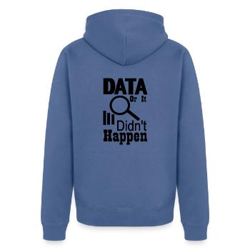 Daten oder es ist nicht passiert - Unisex Premium Bio Zip Hoodie - Taubenblau - Hinten - Nico (187cm)