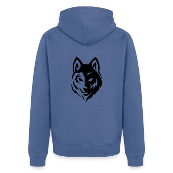 Wolf - Unisex Premium Bio Zip Hoodie - Taubenblau - Hinten - Nico (187cm)