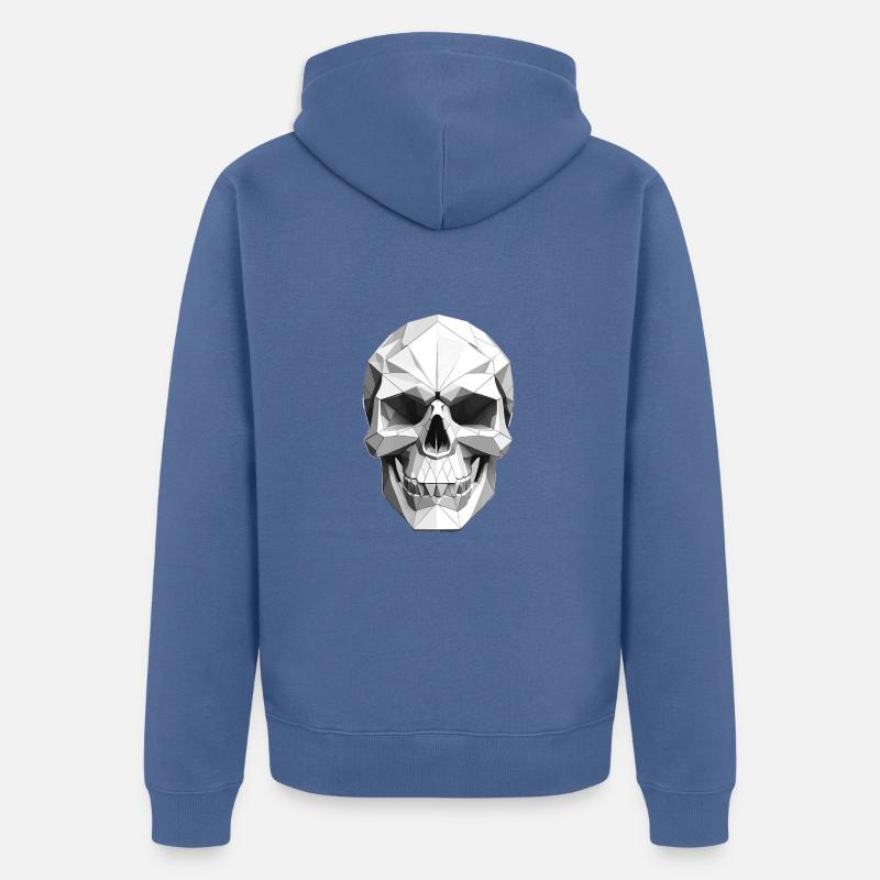 Schädel - Low Poly Design - Unisex Premium Bio Zip Hoodie - Taubenblau