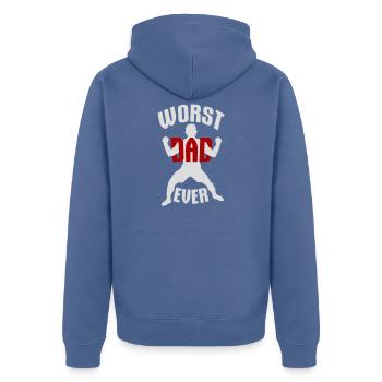 Le pire papa de tous les temps Drôle Sarcastique Papa pour la fête des pères - Veste à capuche bio Premium Unisexe - bleu pigeon - Dos - Nico (187cm)