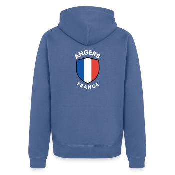 Angers France Schildemblem - Unisex Premium Bio Zip Hoodie - Taubenblau - Hinten - Nico (187cm)