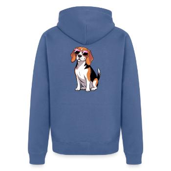 Beagle-Hund mit Sonnenbrille - Unisex Premium Bio Zip Hoodie - Taubenblau - Hinten - Nico (187cm)