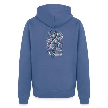 Musik Violinschlüssel Retro Melodie Noten - Unisex Premium Bio Zip Hoodie - Taubenblau - Hinten - Nico (187cm)