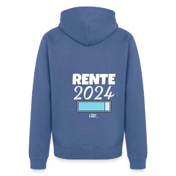 Rentner 2024 Ruhestand 2024 Der Countdown läuft - Unisex Premium Bio Zip Hoodie - Taubenblau - Hinten - Nico (187cm)