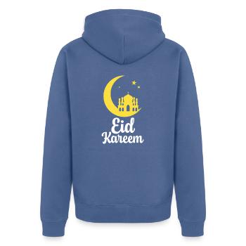 Eid Kareem - Unisex Premium Bio Zip Hoodie - Taubenblau - Hinten - Nico (187cm)