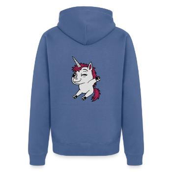 Dabbing Dancing Unicorn Party - Unisex Premium Organic Zip Hoodie - stone blue - Back - Nico (187cm)