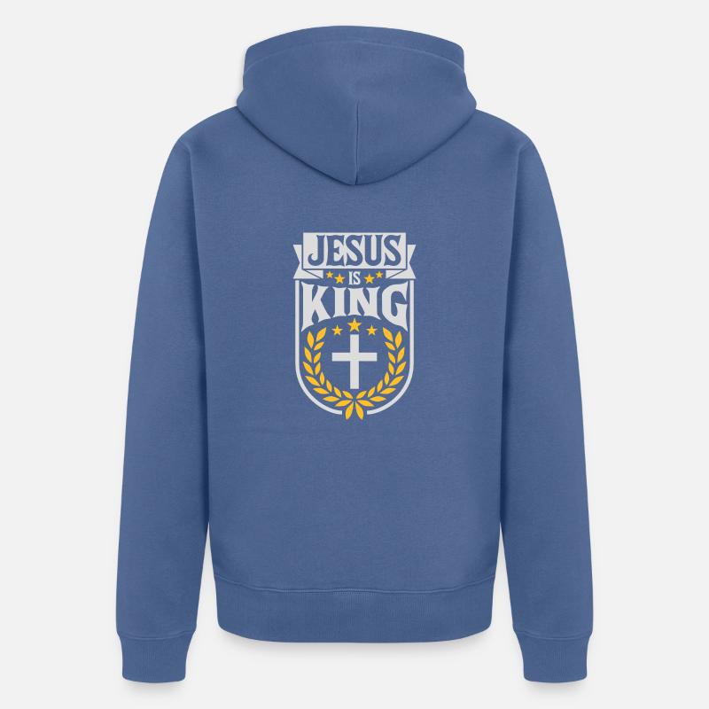 jesus is king Zitat - Unisex Premium Bio Zip Hoodie - Taubenblau