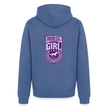horse girl Zitat Spruch - Unisex Premium Bio Zip Hoodie - Taubenblau - Hinten - Nico (187cm)
