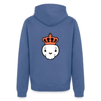 Bird King Crown Ruler Beard Old Kingdom - Unisex Premium Organic Zip Hoodie - stone blue - Back - Nico (187cm)