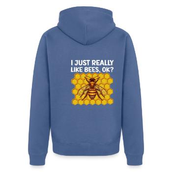 Imker Imkerei Imkerkurs Imkerverein Honigbiene - Unisex Premium Bio Zip Hoodie - Taubenblau - Hinten - Nico (187cm)