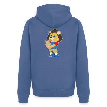 Löwe Vase - Unisex Premium Bio Zip Hoodie - Taubenblau - Hinten - Nico (187cm)