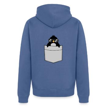 Poche de poitrine de chemise pingouine - Veste à capuche bio Premium Unisexe - bleu pigeon - Dos - Nico (187cm)