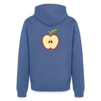 Geteilter Apfel mit Kernen - Unisex Premium Bio Zip Hoodie - Taubenblau - Hinten - Nico (187cm)