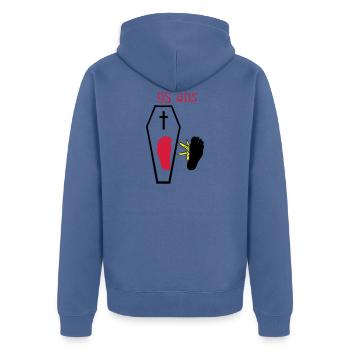 95 years foot falls another banana skin - Unisex Premium Organic Zip Hoodie - stone blue - Back - Nico (187cm)