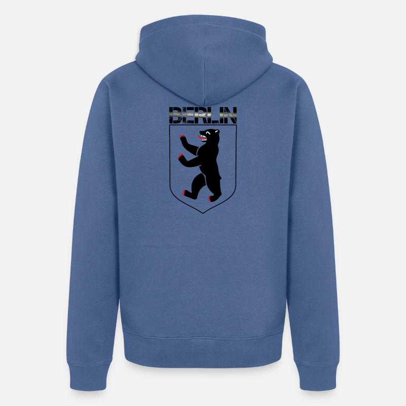 Blason de l’ours de Berlin - Veste à capuche bio Premium Unisexe - bleu pigeon