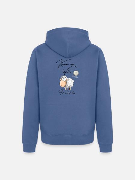 Lustiges Schaf mit Wolle – Cute Comic Tier - Unisex Premium Bio Zip Hoodie - Taubenblau