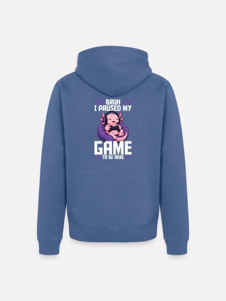 Funny Axolotl Gamer Gaming - Unisex Premium Bio Zip Hoodie - Taubenblau