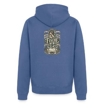 Sternzeichen Fische – Mystisches Zodiac Design - Unisex Premium Bio Zip Hoodie - Taubenblau - Hinten - Nico (187cm)