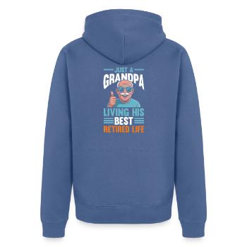 Grandfather Papaw Pop Gramps Granddad Grandpa - Unisex Premium Bio Zip Hoodie - Taubenblau - Hinten - Nico (187cm)