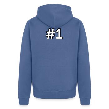 Sport Numéro 1 Un - Veste à capuche bio Premium Unisexe - bleu pigeon - Dos - Nico (187cm)