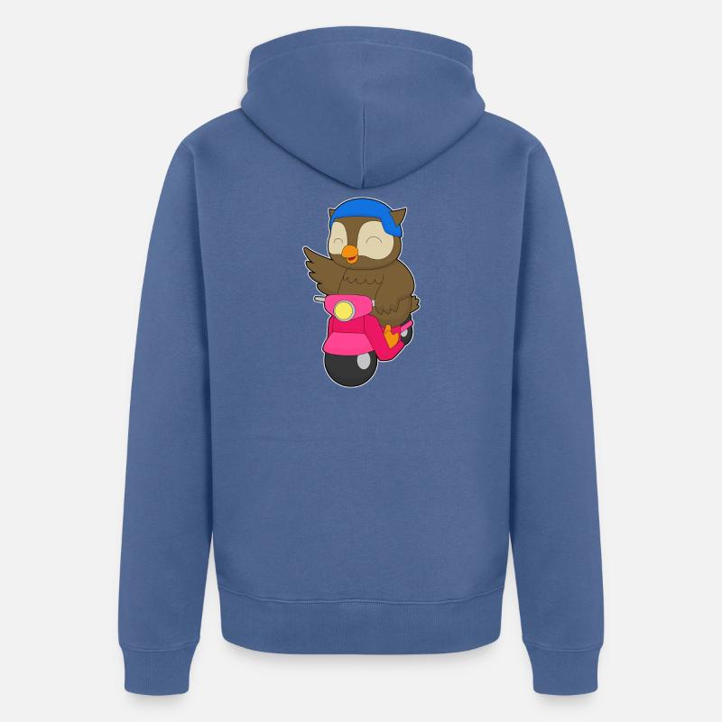 Eule Motorroller - Unisex Premium Bio Zip Hoodie - Taubenblau