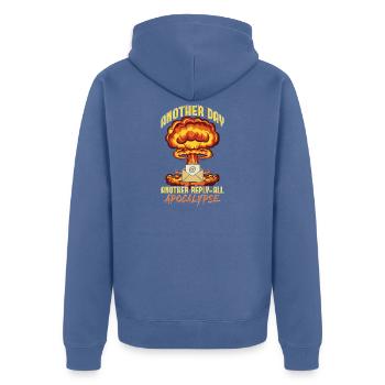 Büro Humor E-Mail Allen Antworten Apokalypse - Unisex Premium Bio Zip Hoodie - Taubenblau - Hinten - Nico (187cm)