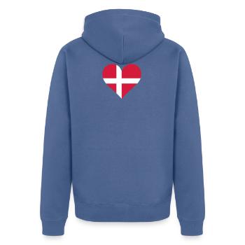 Un coeur pour le Danemark - Veste à capuche bio Premium Unisexe - bleu pigeon - Dos - Nico (187cm)