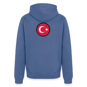 In A Sign Of Turkey - Unisex Premium Organic Zip Hoodie - stone blue - Back - Nico (187cm)