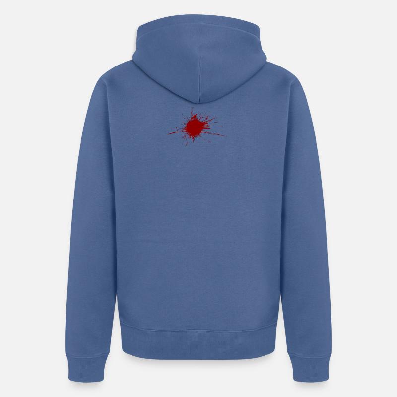 Blutspritzer aus einer Kugel Wunde - Unisex Premium Bio Zip Hoodie - Taubenblau