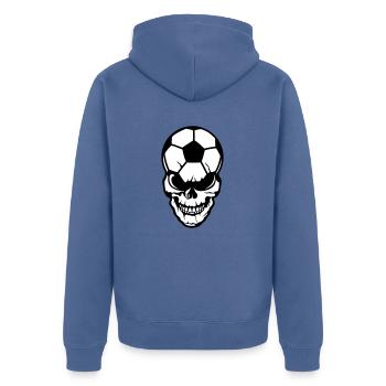 Fußball Kopf des Todes Schädel Schädel - Unisex Premium Bio Zip Hoodie - Taubenblau - Hinten - Nico (187cm)