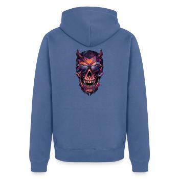 Poly Art Halloween Vampir - Unisex Premium Bio Zip Hoodie - Taubenblau - Hinten - Nico (187cm)