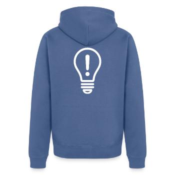 Minimalistischer Glühbirne Idee Icon Vektor Shirt - Unisex Premium Bio Zip Hoodie - Taubenblau - Hinten - Nico (187cm)