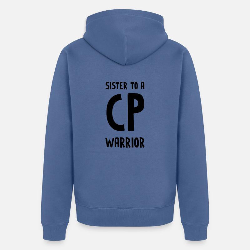 Schwester CP Warrior - Unisex Premium Bio Zip Hoodie - Taubenblau