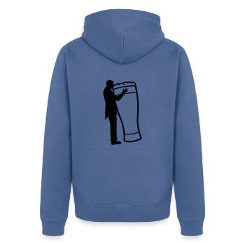 Hochzeit Bräutigam küsst Bier - Unisex Premium Bio Zip Hoodie - Taubenblau - Hinten - Nico (187cm)