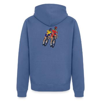 Tour cyclist - Unisex Premium Organic Zip Hoodie - stone blue - Back - Nico (187cm)