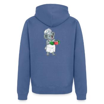 Cuisson en marmite de koala - Veste à capuche bio Premium Unisexe - bleu pigeon - Dos - Nico (187cm)