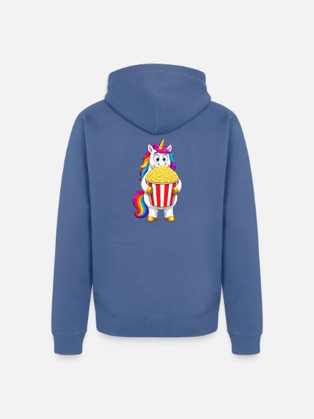 Einhorn-Filmabend-Popcorn - Unisex Premium Bio Zip Hoodie - Taubenblau
