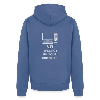 not fix your computer - Unisex Premium Bio Zip Hoodie - Taubenblau - Hinten - Nico (187cm)