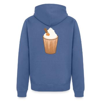 Herbst-Pumpkin-Gewürz-Latte - Unisex Premium Bio Zip Hoodie - Taubenblau - Hinten - Nico (187cm)