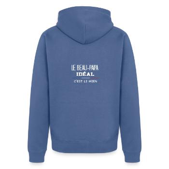 Cadeau beau papa idéal c'est le mien - Veste à capuche bio Premium Unisexe - bleu pigeon - Dos - Nico (187cm)