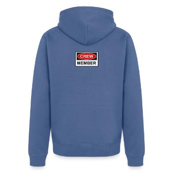 Crew Mitglied - Unisex Premium Bio Zip Hoodie - Taubenblau - Hinten - Nico (187cm)
