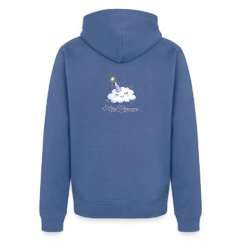 Miss rêveuse - Veste à capuche bio Premium Unisexe - bleu pigeon - Dos - Nico (187cm)