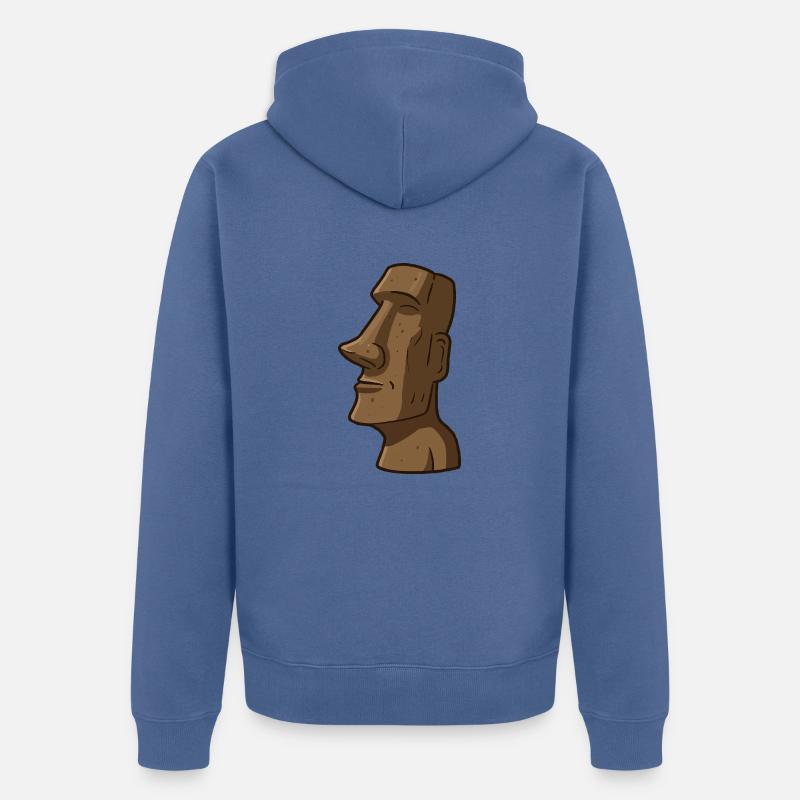 Statue de l’île de Pâques - Veste à capuche bio Premium Unisexe - bleu pigeon