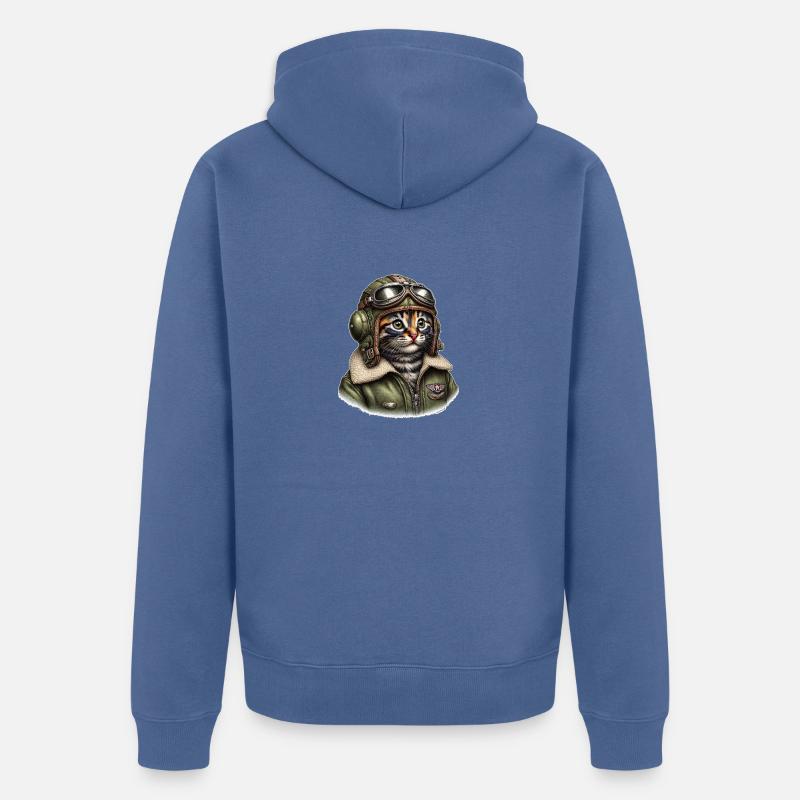 Cat Pilot - Veste à capuche bio Premium Unisexe - bleu pigeon